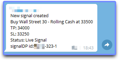Example of a good Trading Signal message on Telegram
