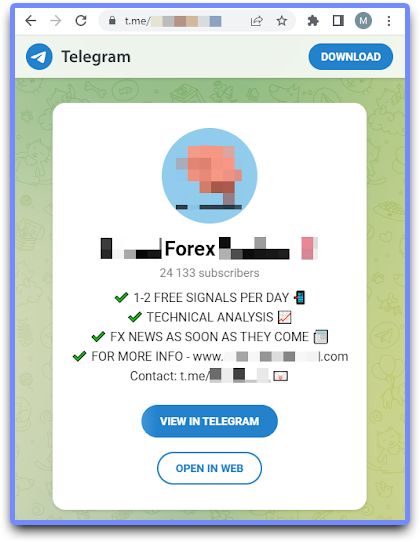 Example of a clear objective being set in the Telegram channel info section